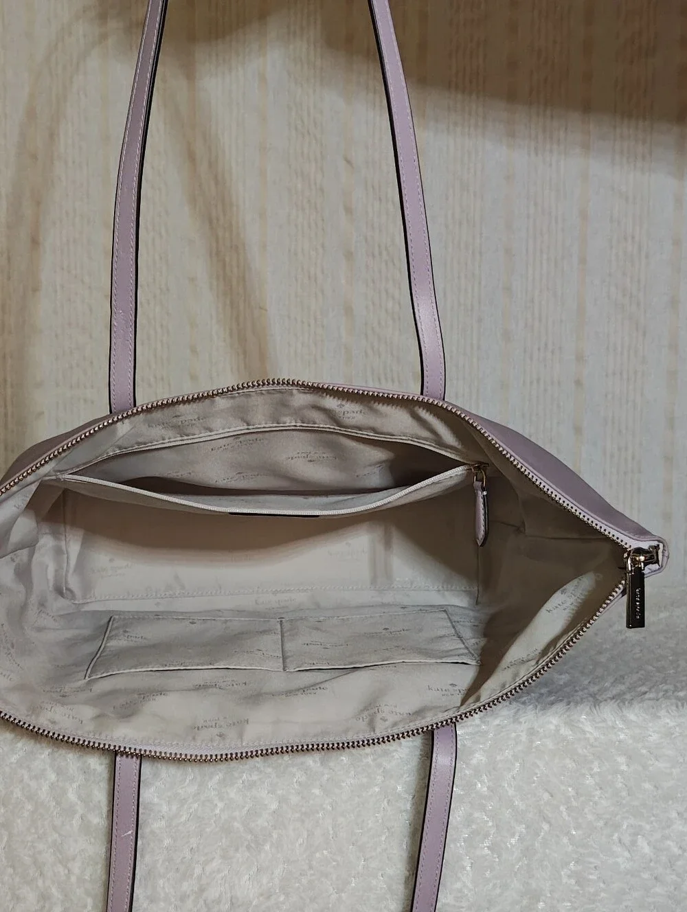 kate spade Kitt lavender nylon tote with gold hardware